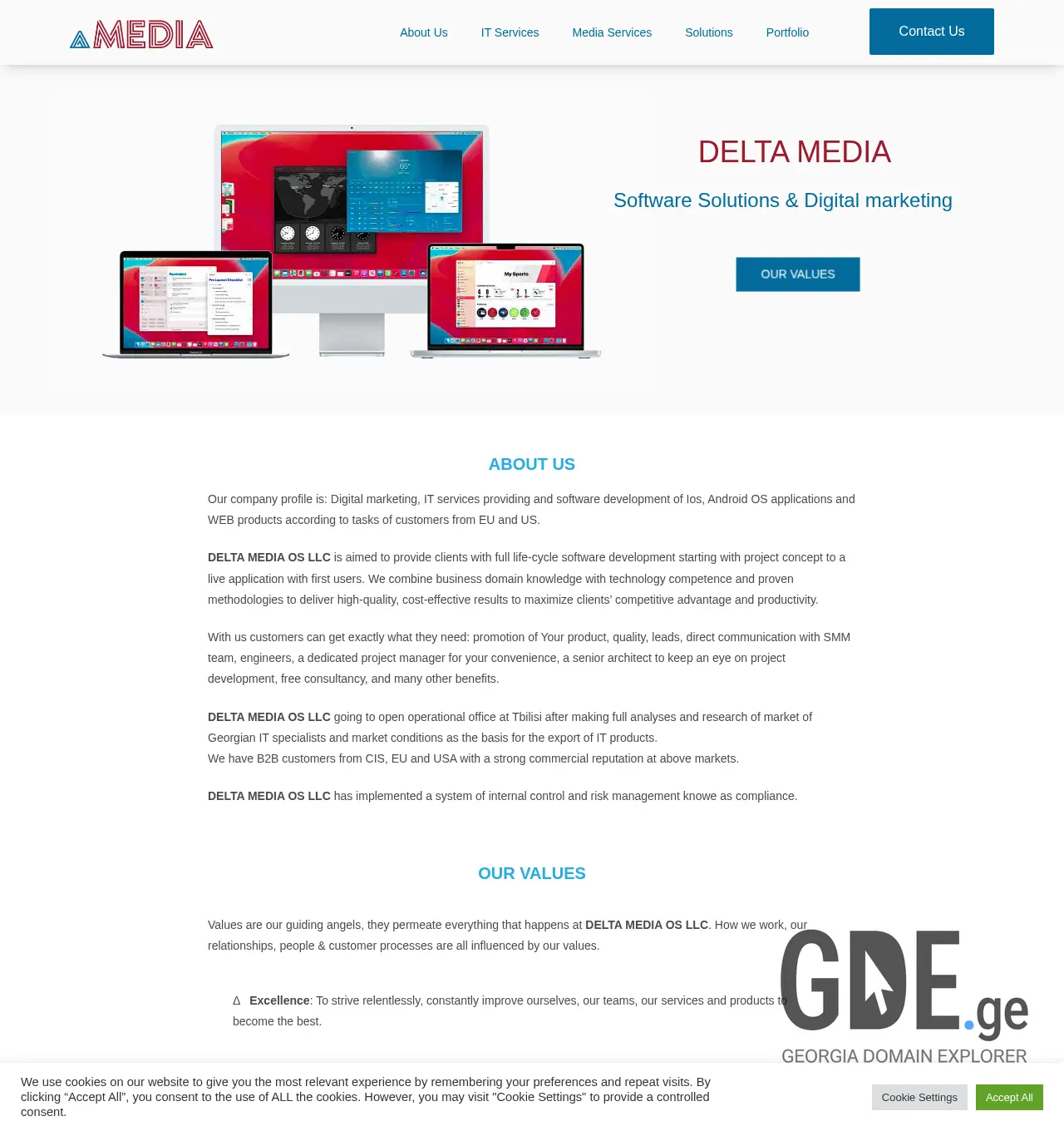 Screenshot of the site deltam.ge at 2025-12-06