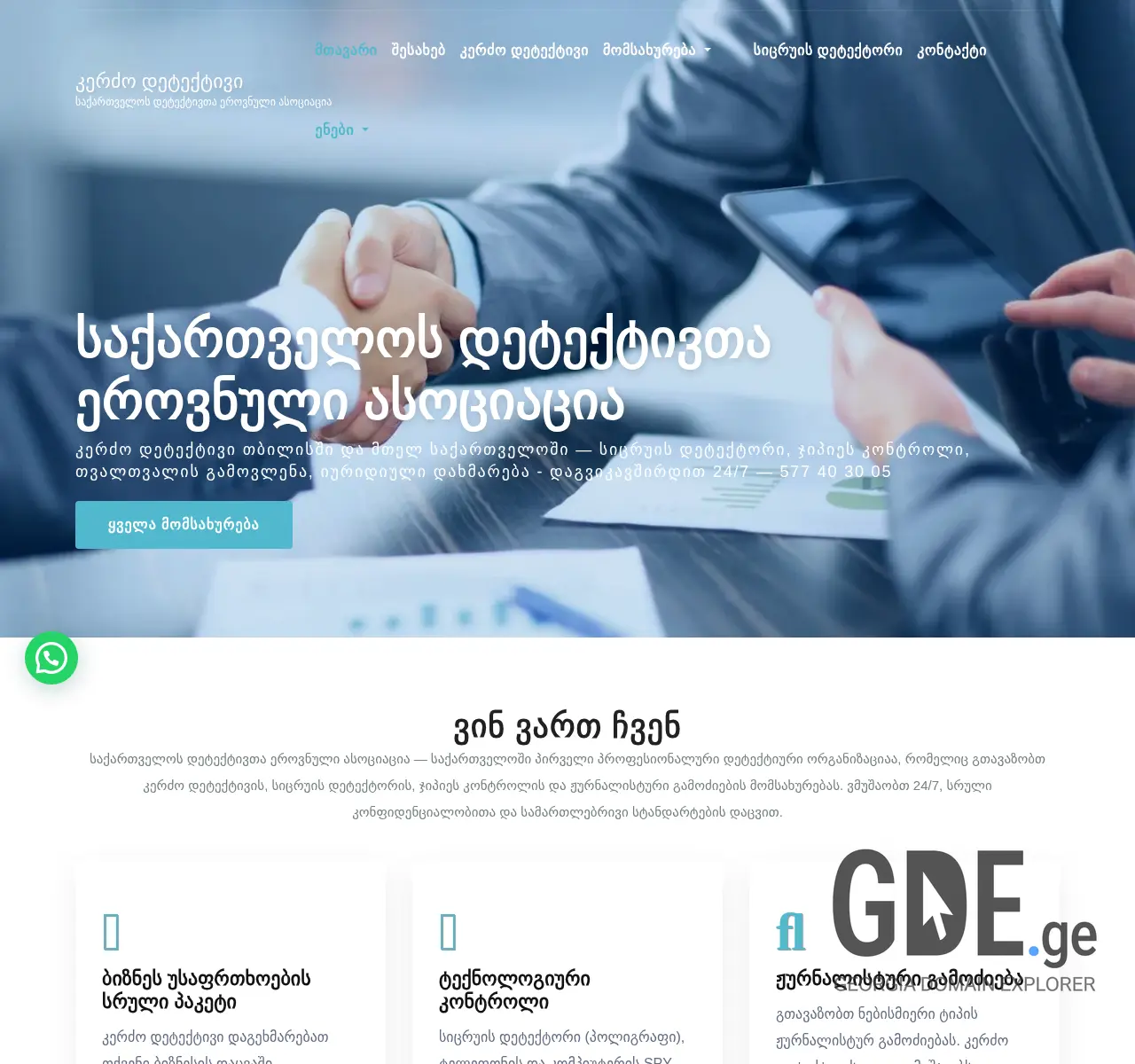 Screenshot of the site detective.ge at 2025-11-27