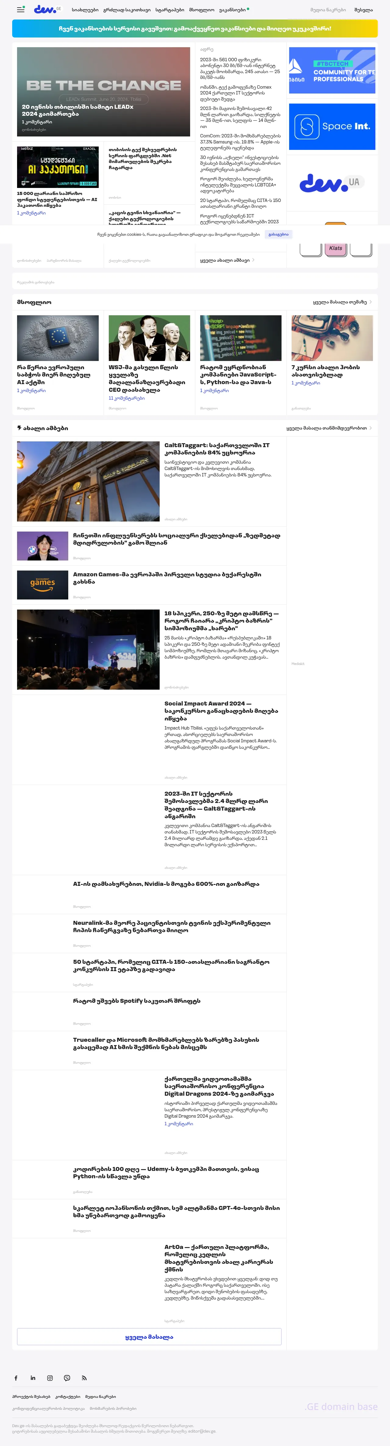 Screenshot of the site dev.ge