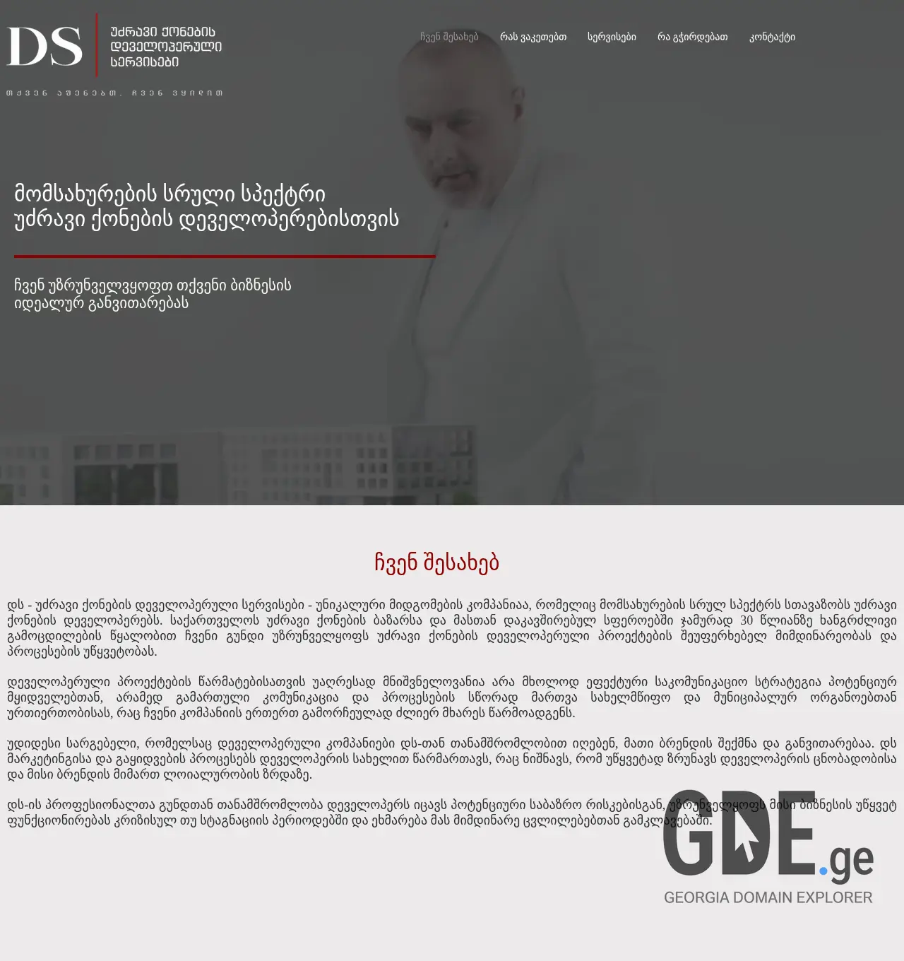 Screenshot of the site developmentservices.ge at 2025-11-30