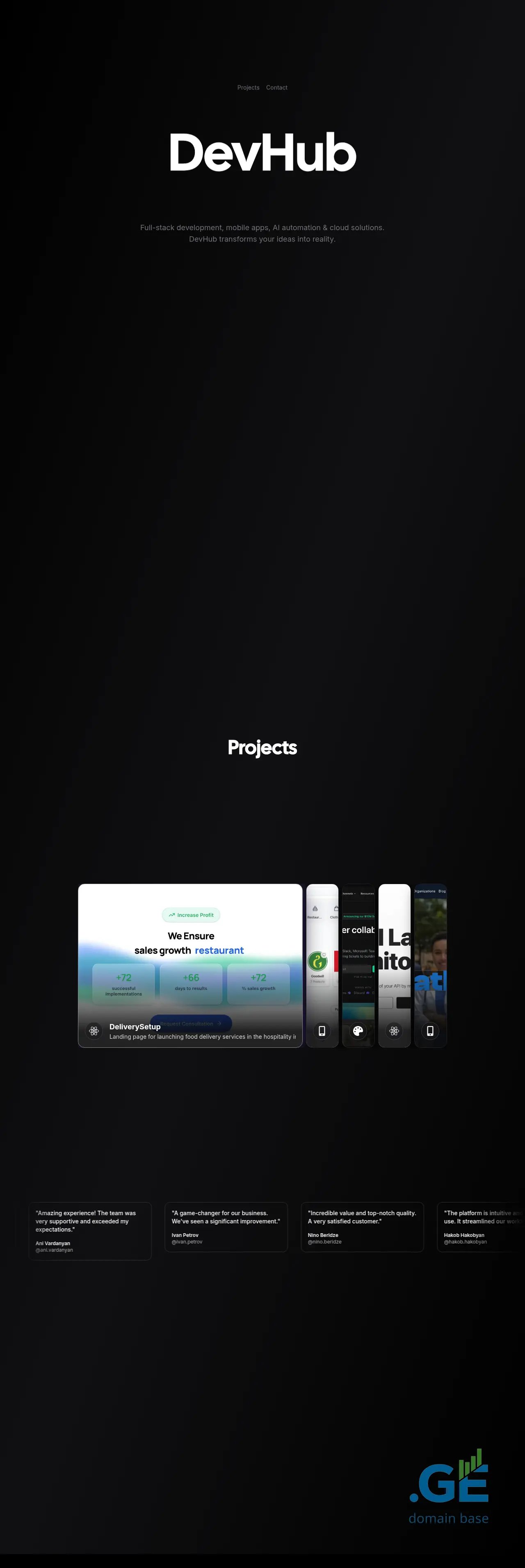 Screenshot of the site devhub.ge