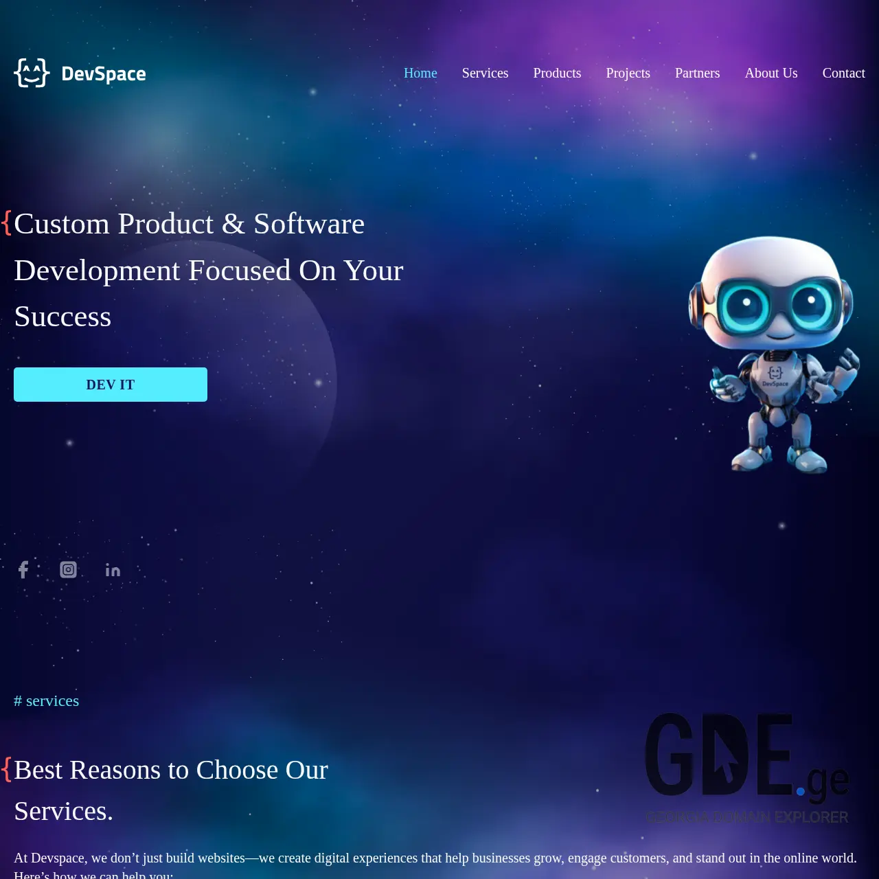 Screenshot of the site devspace.ge at 2025-12-07