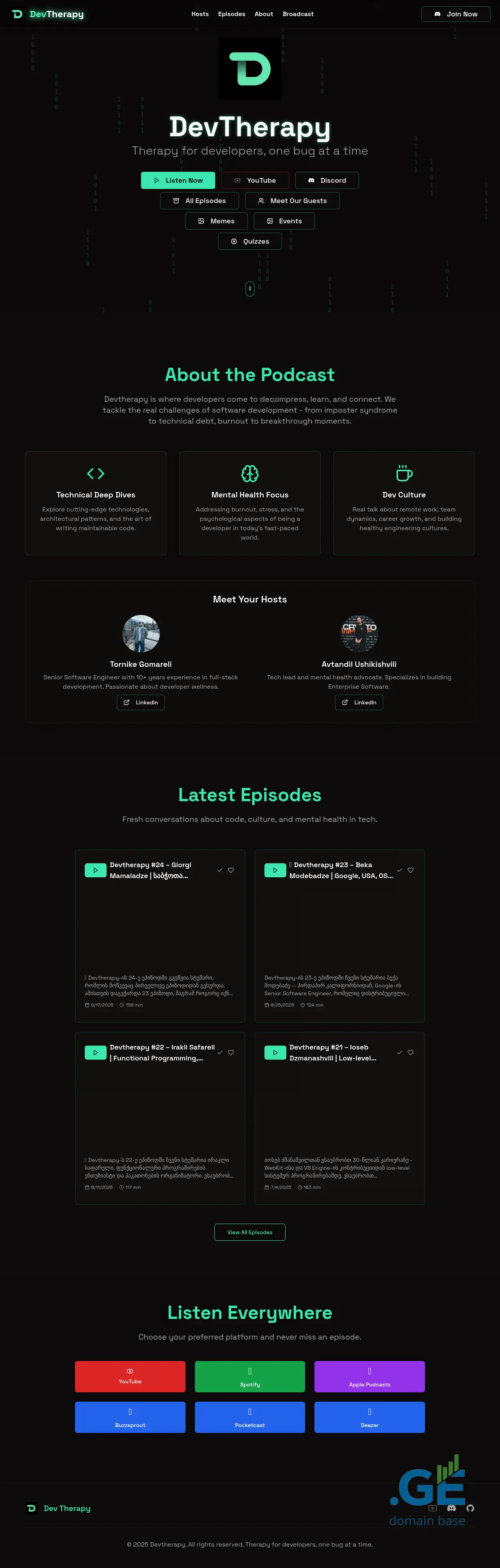Screenshot of the site devtherapy.ge at 2025-10-05