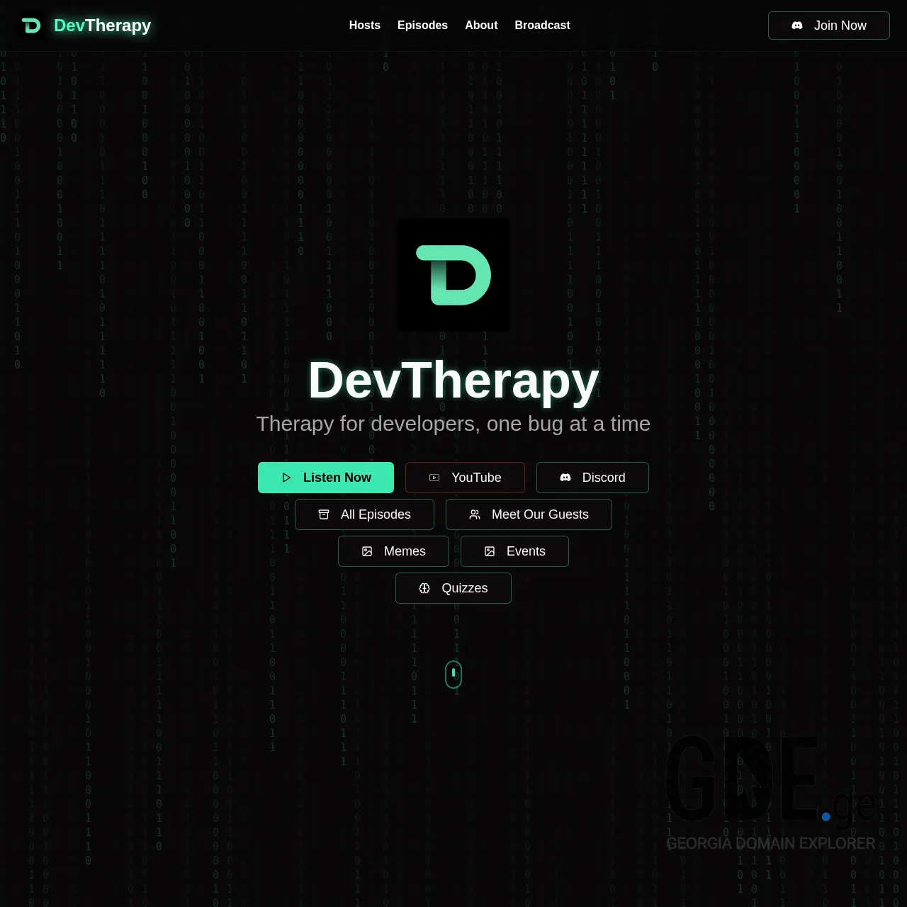 Screenshot of the site devtherapy.ge at 2025-12-07