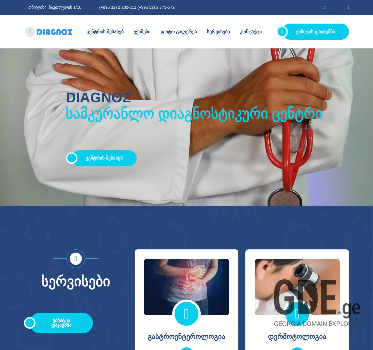 Screenshot of the site diagnoz.ge at 2025-11-27