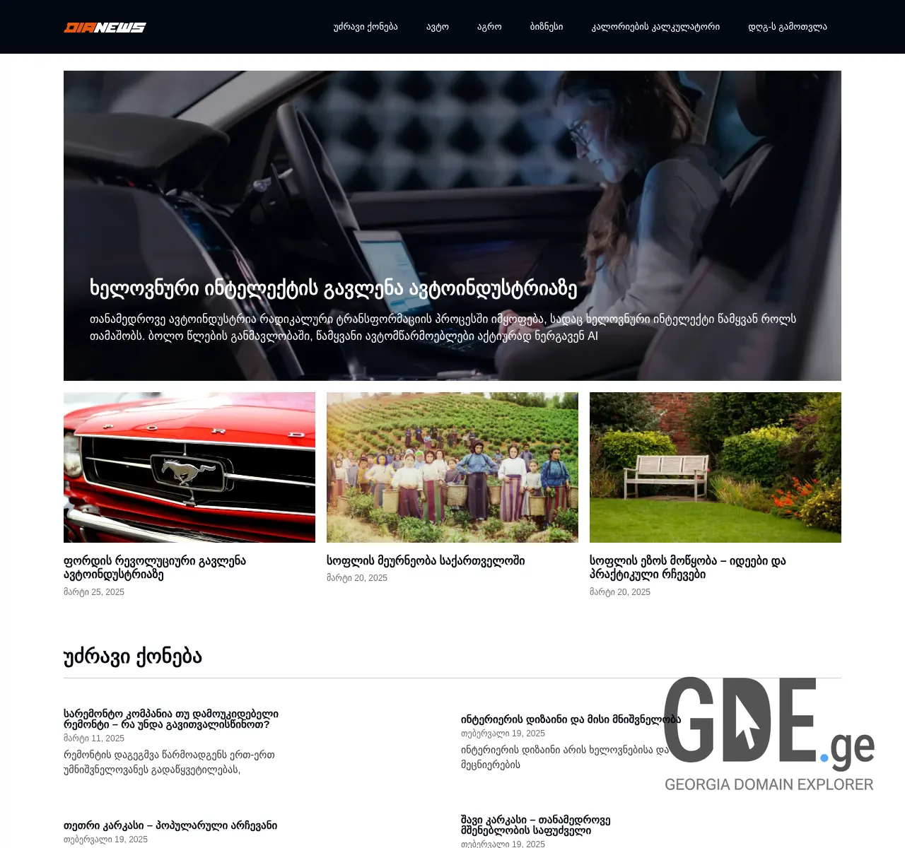 Screenshot of the site dianews.ge at 2025-11-27