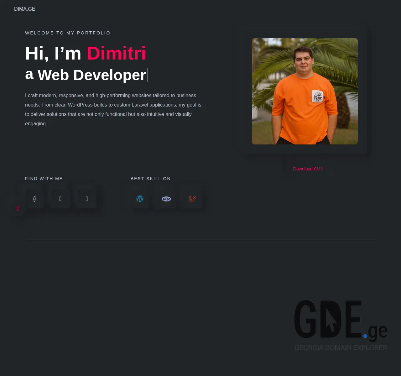 Screenshot of the site dima.ge at 2025-11-27