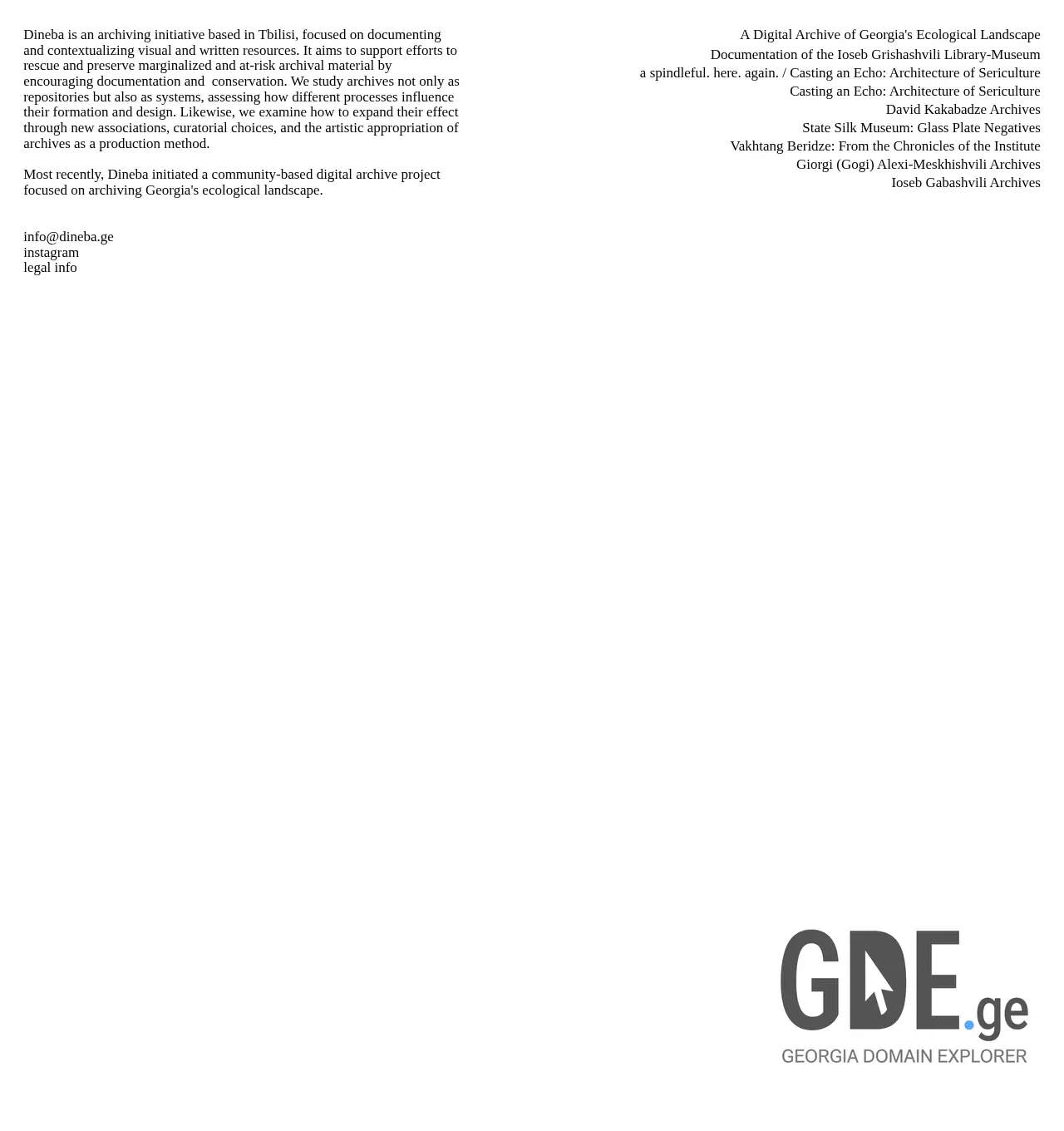 Screenshot of the site dineba.ge at 2025-11-30