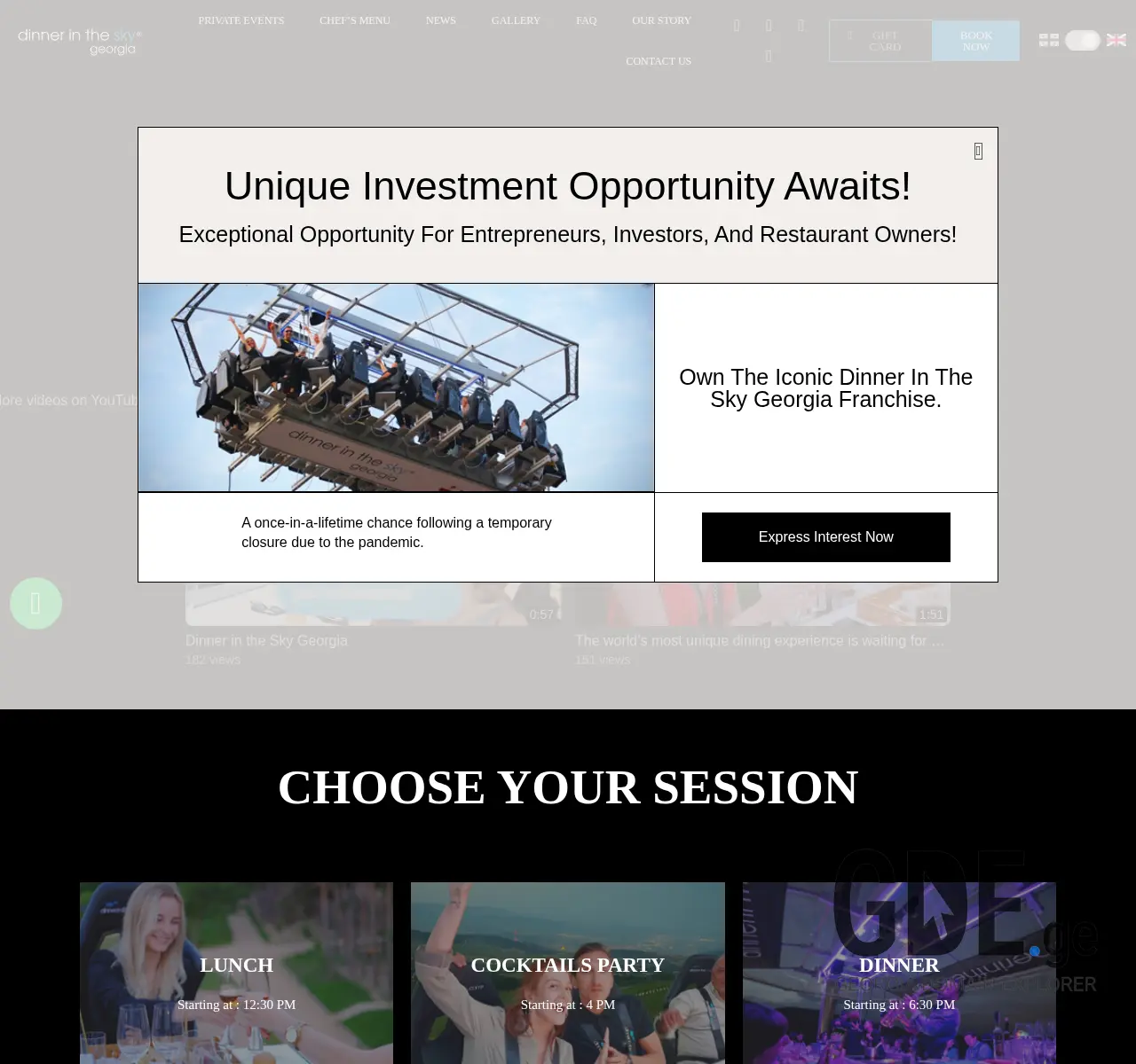 Screenshot of the site dinnerinthesky.ge at 2025-11-27