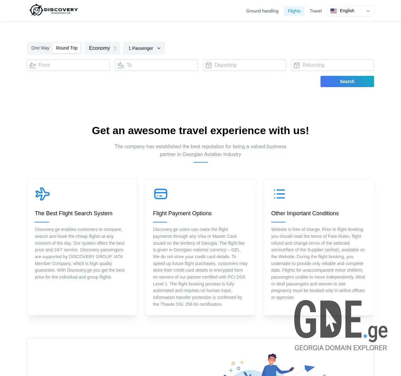 Screenshot of the site discovery.ge at 2025-11-27