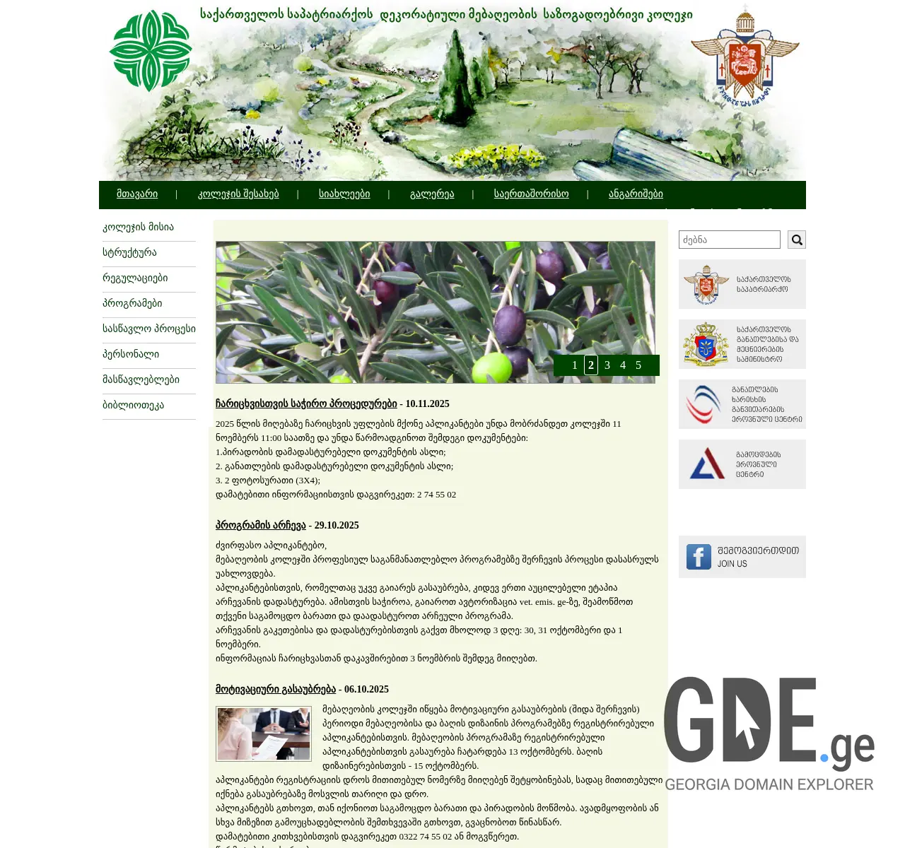 Screenshot of the site dmsk.ge at 2025-11-27