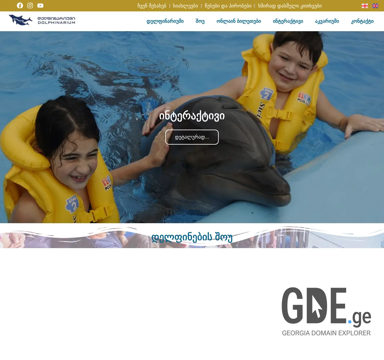 Screenshot of the site dolphinarium.ge at 2025-11-27
