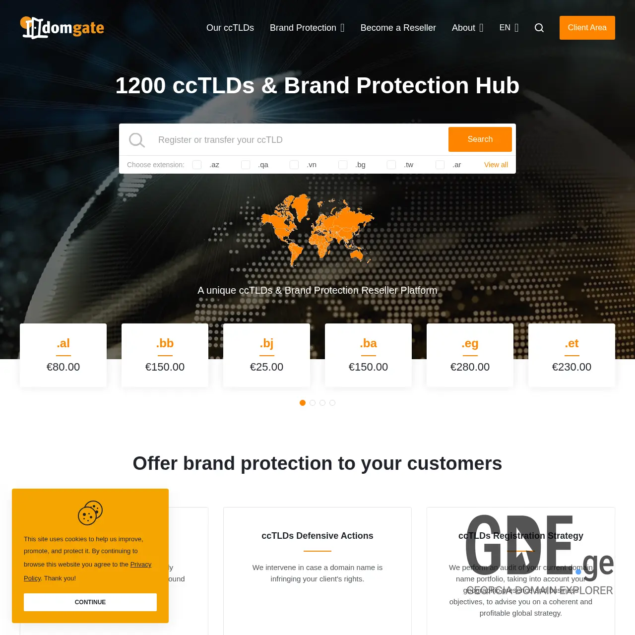 Screenshot of the site domgate.com at 2025-12-14