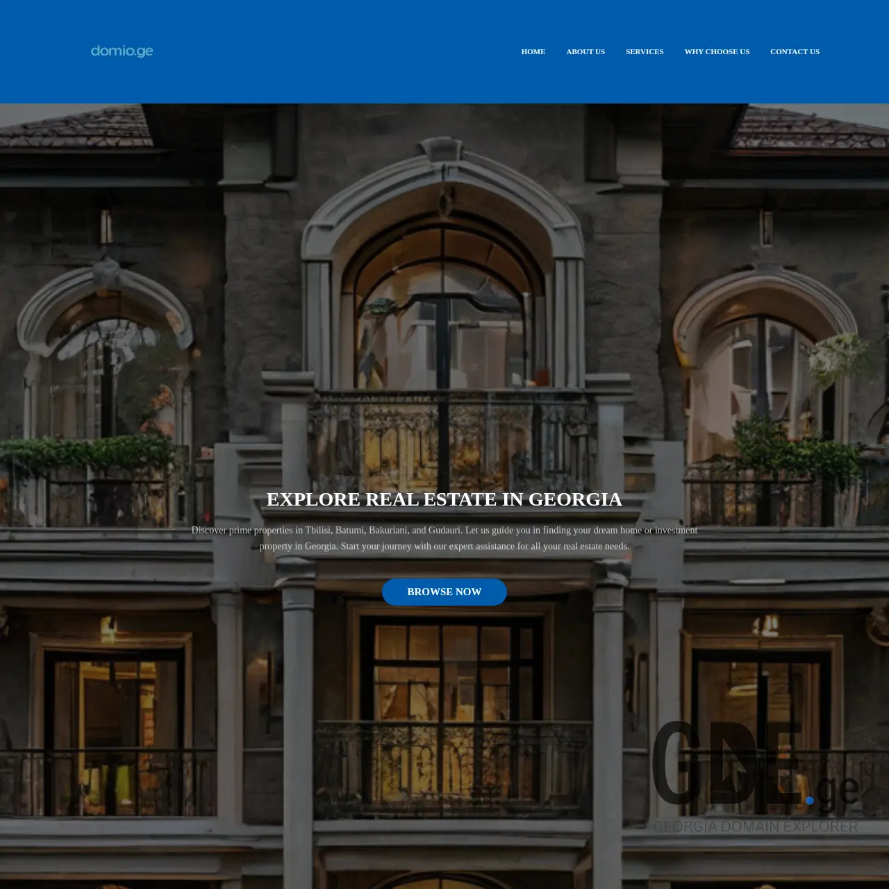 Screenshot of the site domio.ge at 2025-12-19