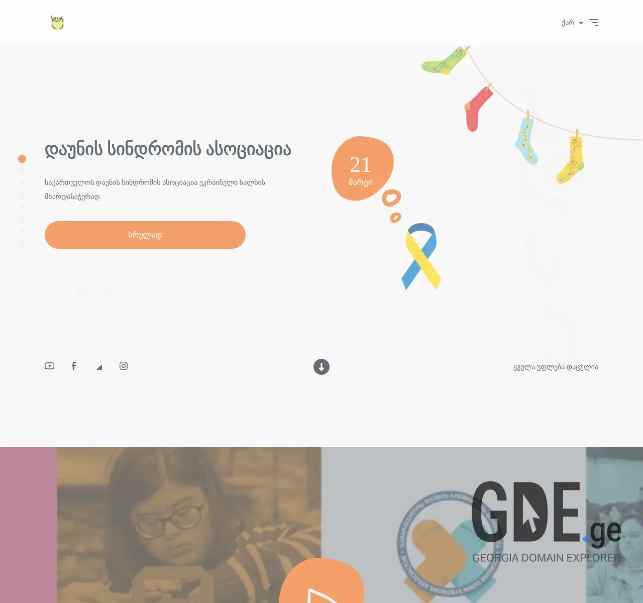 Screenshot of the site downsyndrome.ge at 2025-11-26