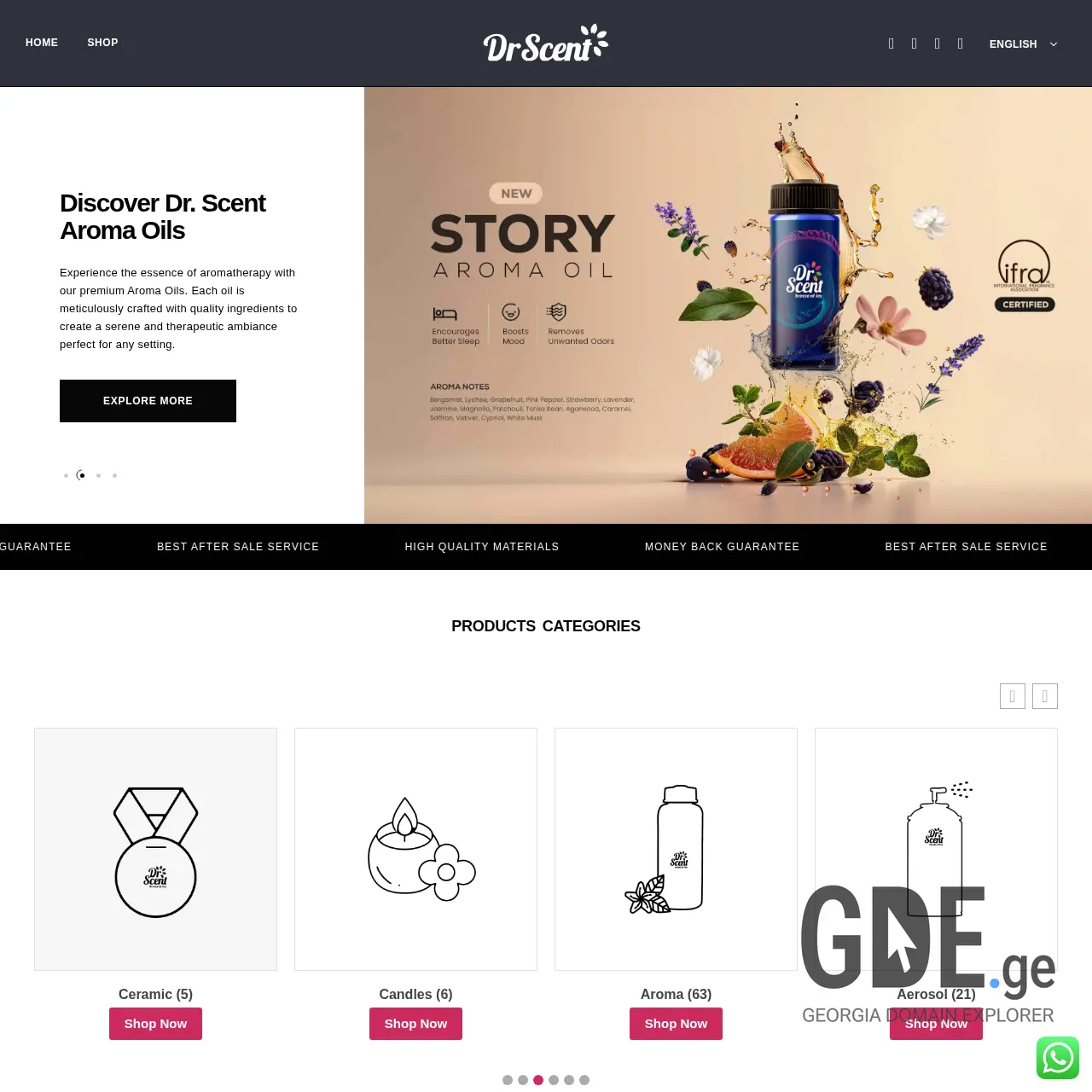 Screenshot of the site dr-scent.ge at 2025-12-07