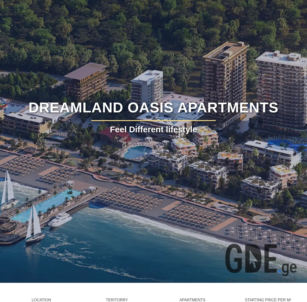 Screenshot of the site dreamlandoasis.ge at 2025-12-07