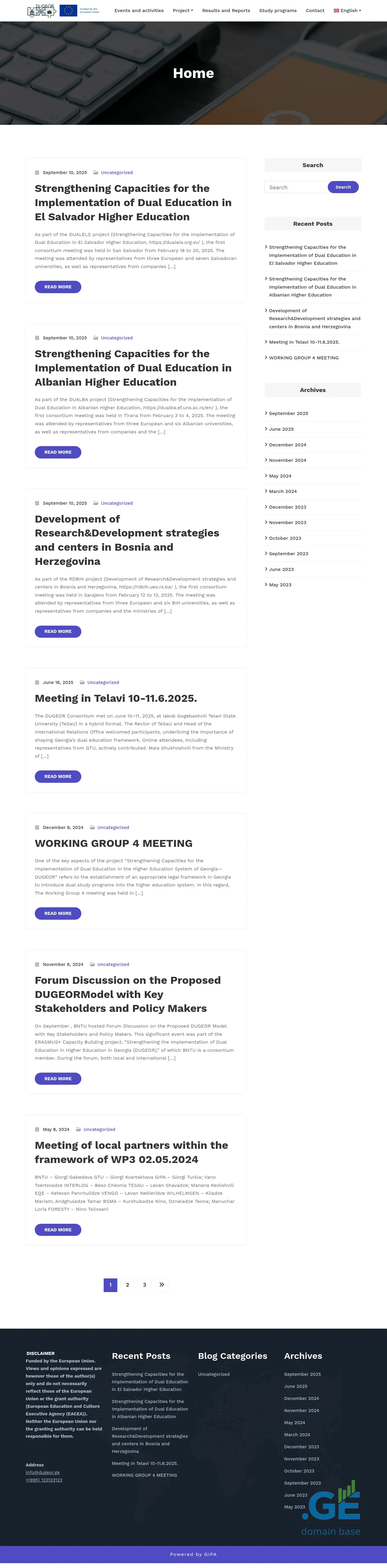 Screenshot of the site dugeor.ge at 2025-09-20