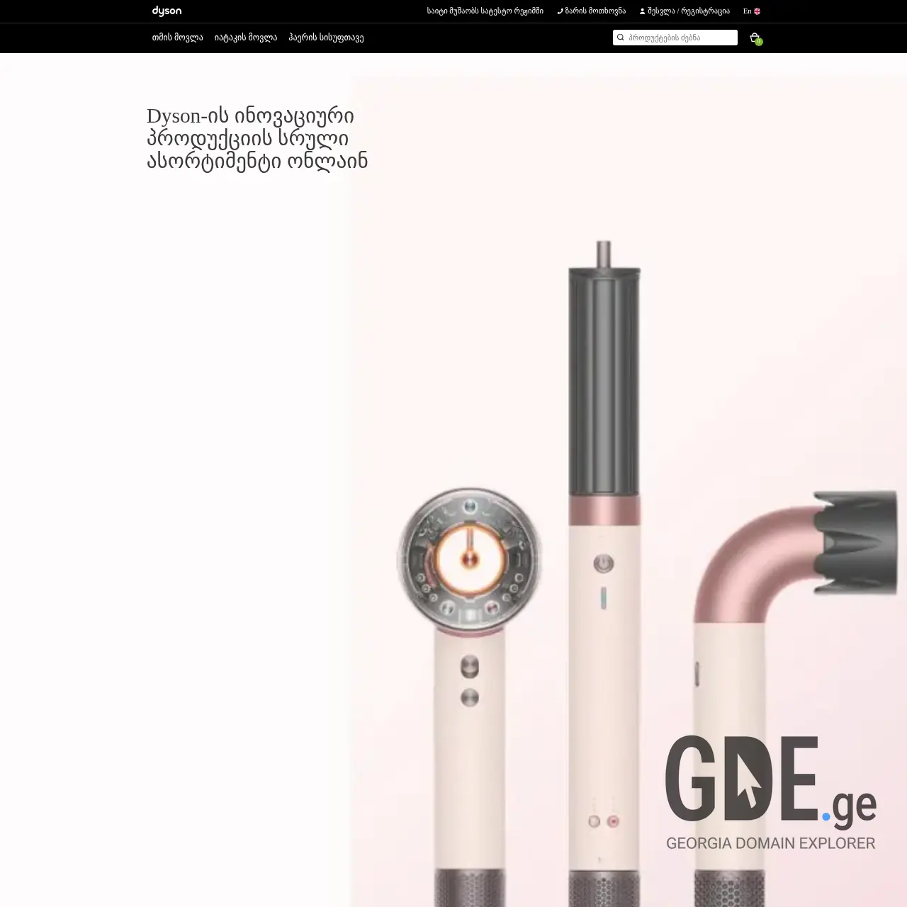 Screenshot of the site dyson.ge at 2026-02-11