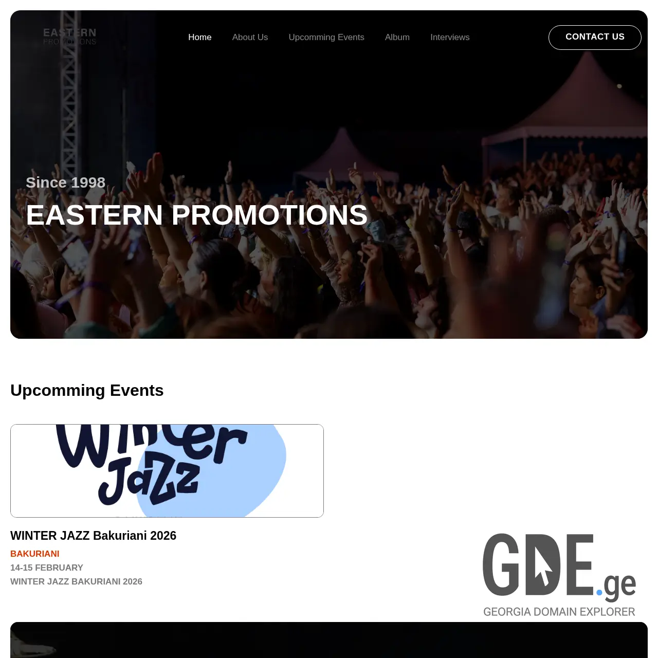 Screenshot of the site easternpromotions.ge at 2025-12-07