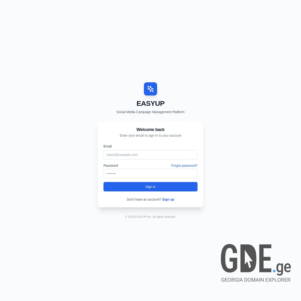 Screenshot of the site easyup.ge at 2025-12-18