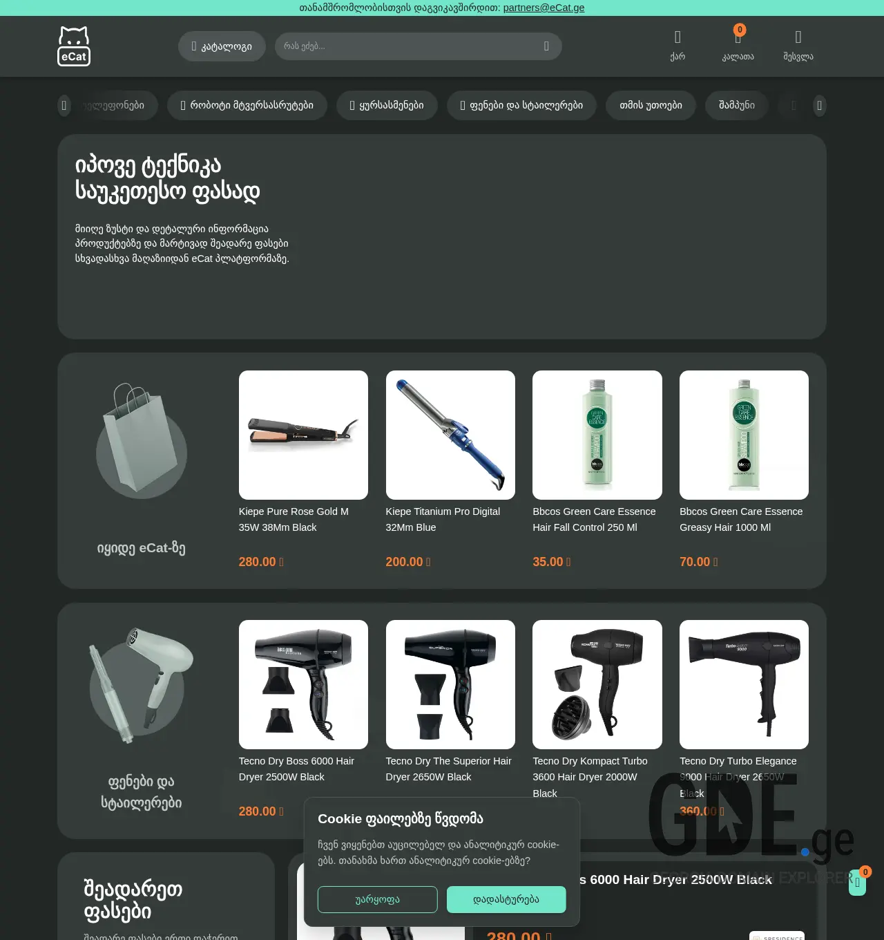 Screenshot of the site ecat.ge at 2025-12-03