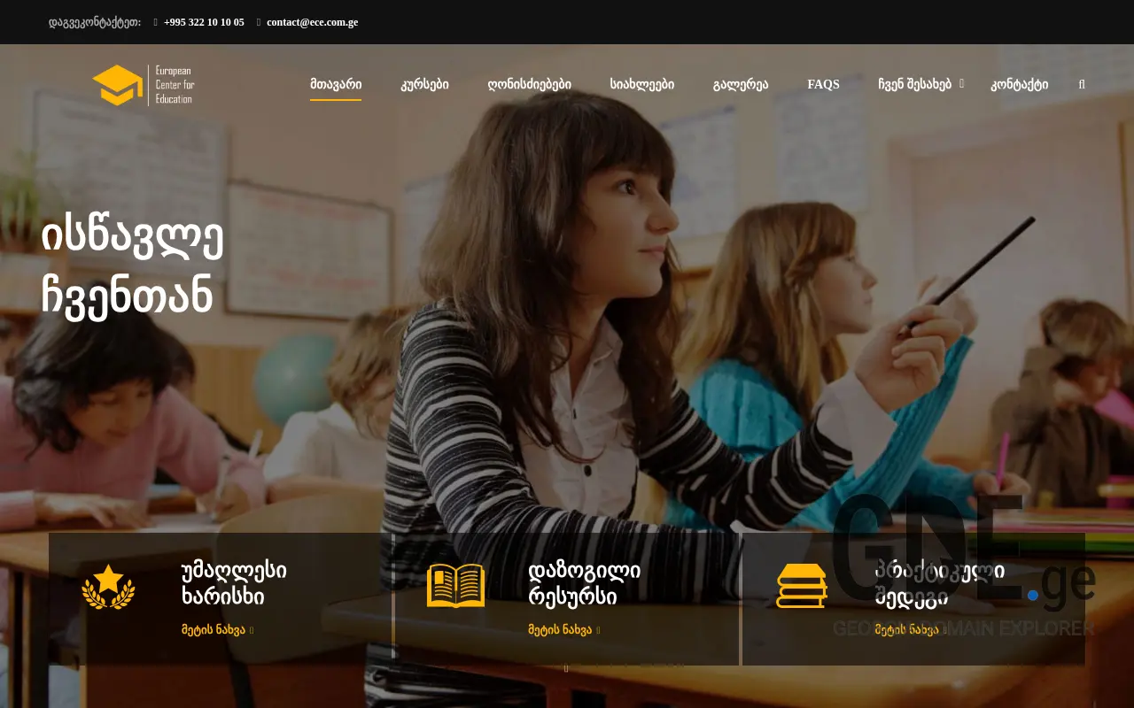 Screenshot of the site ece.com.ge at 2025-11-28