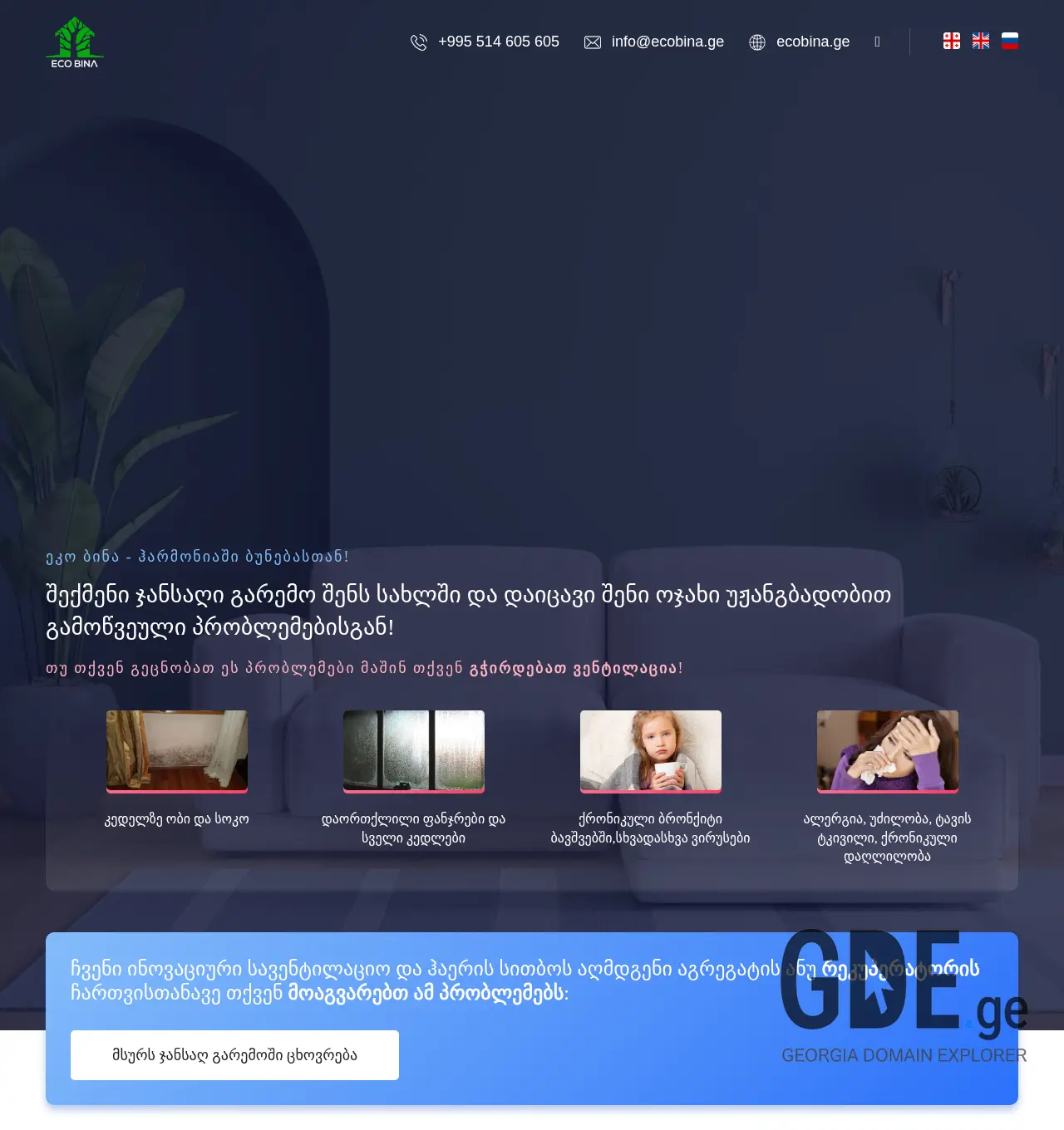 Screenshot of the site ecobina.ge at 2025-11-29
