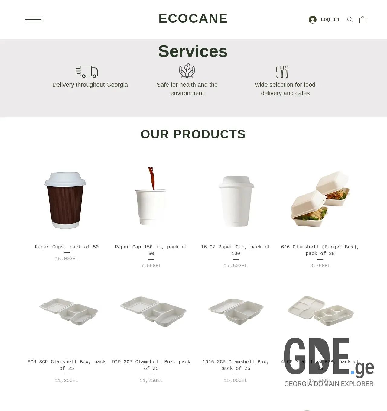 Screenshot of the site ecocane.ge at 2025-12-06