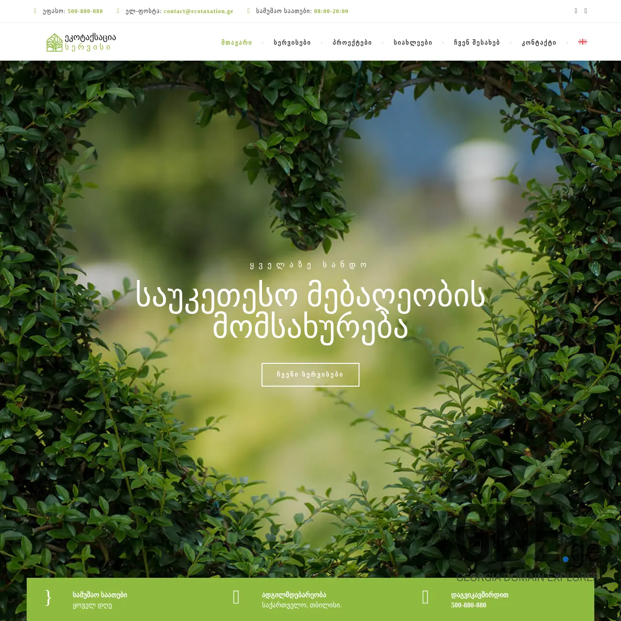 Screenshot of the site ecotaxation.ge at 2025-12-07