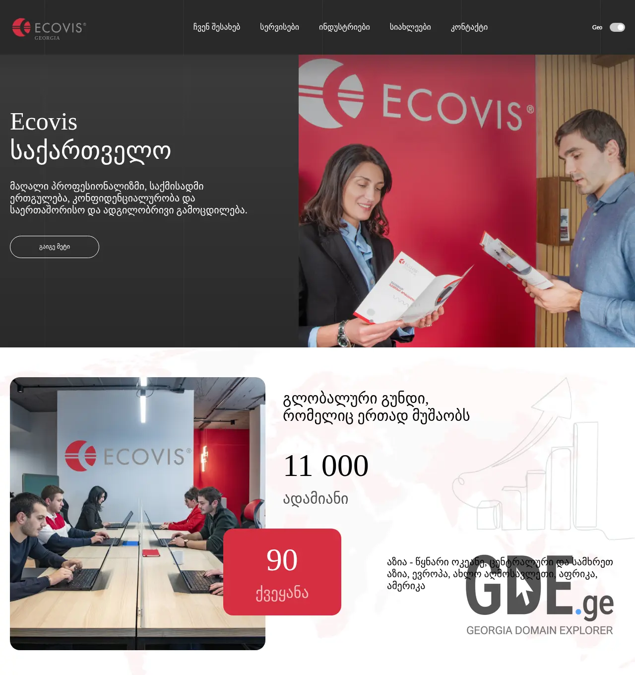 Screenshot of the site ecovis.ge at 2025-11-30