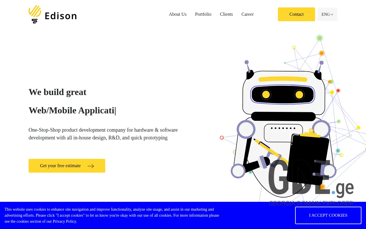 Screenshot of the site edison.ge at 2025-11-28