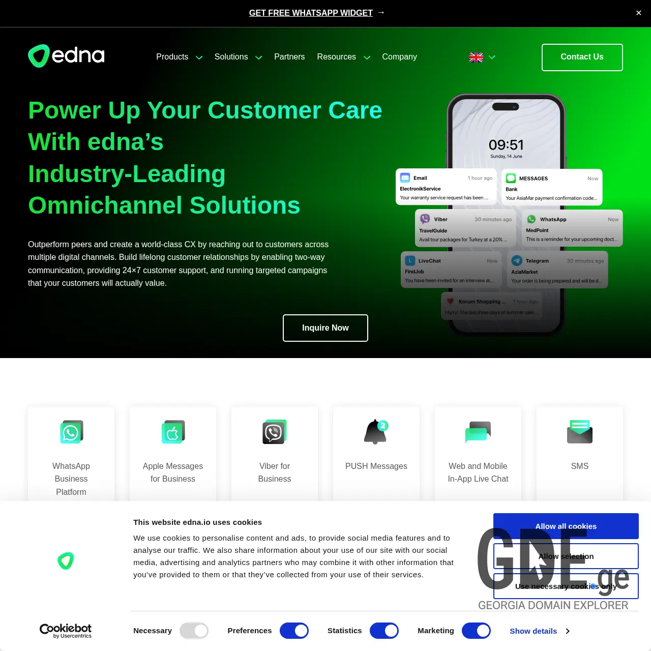 Screenshot of the site edna.ge at 2025-12-07