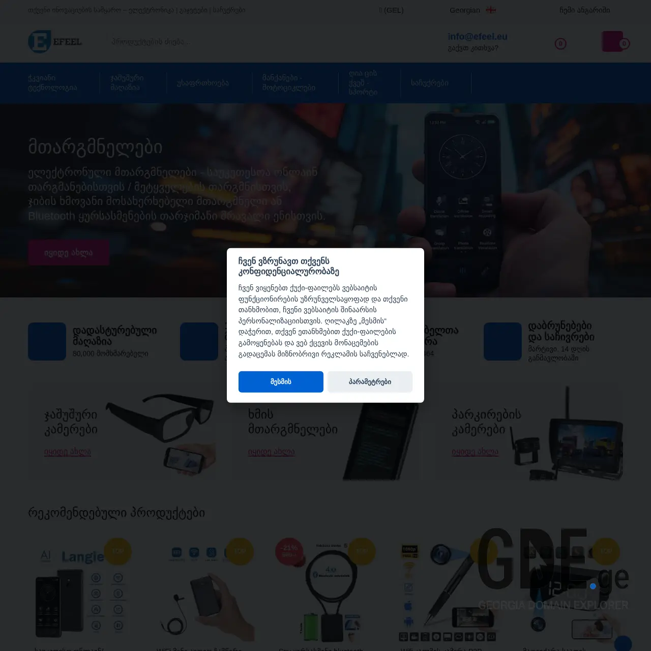 Screenshot of the site efeel.ge at 2025-12-07