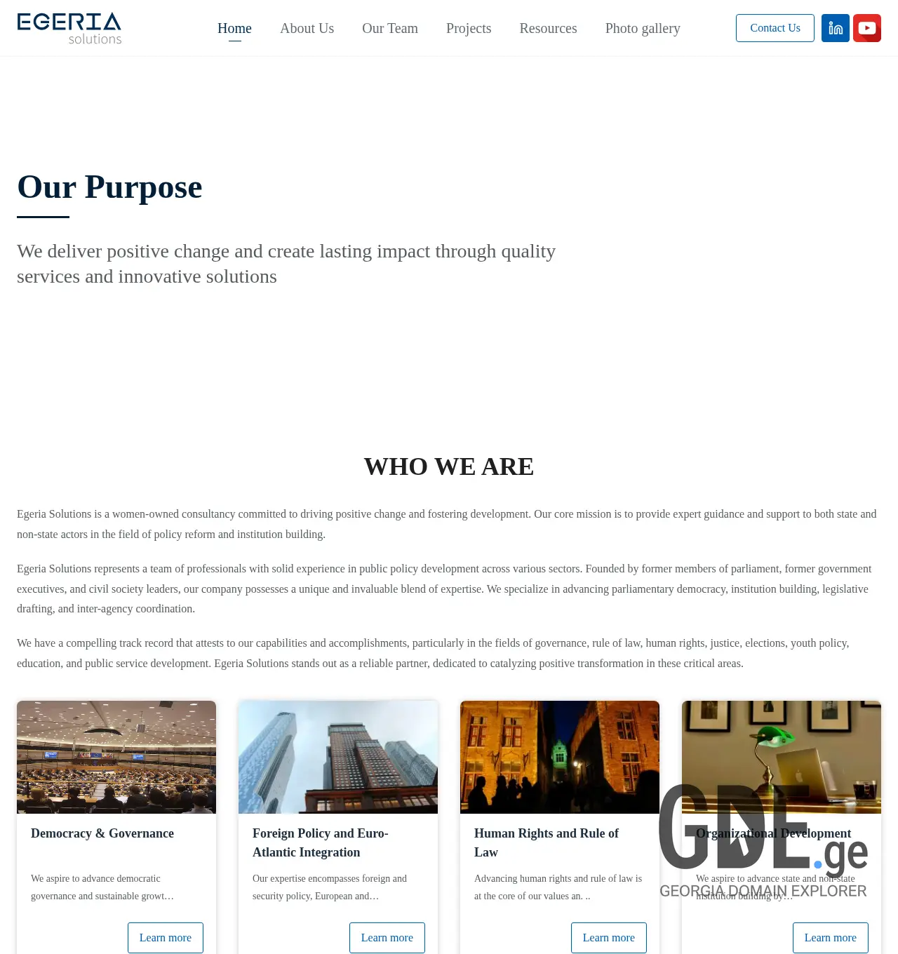 Screenshot of the site egeriasolutions.ge at 2025-11-30