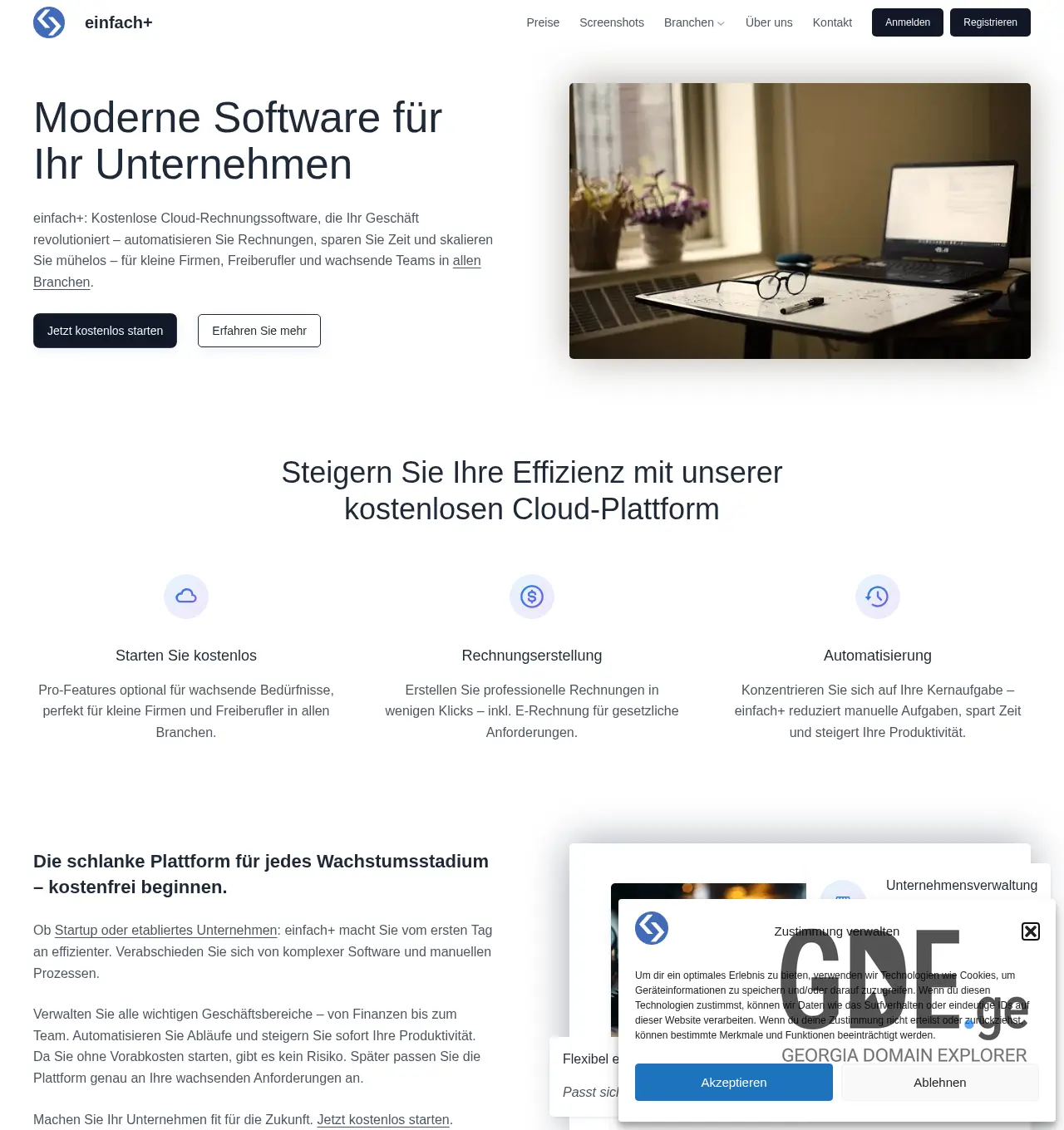Screenshot of the site einfach.ge at 2025-11-30