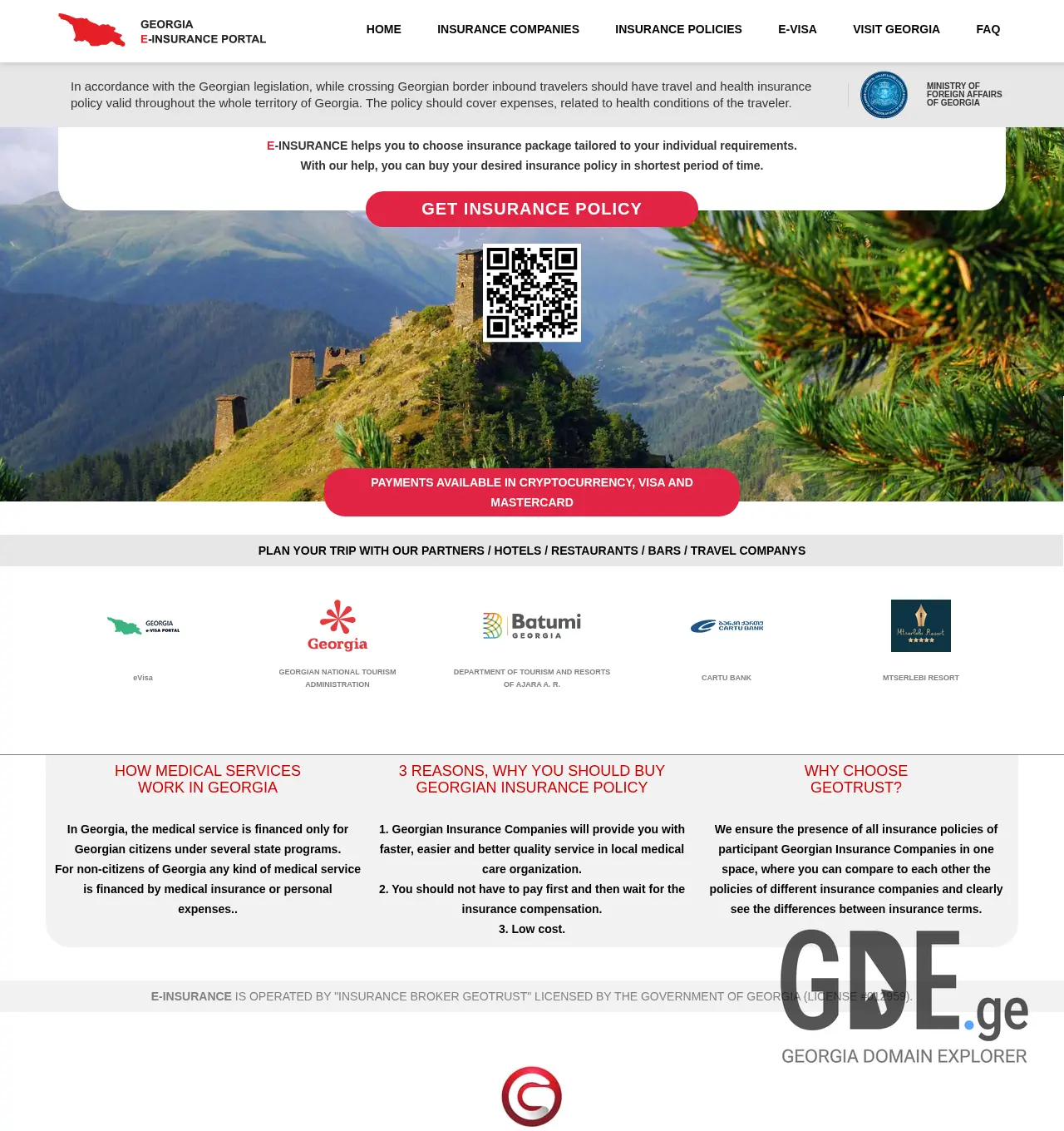 Screenshot of the site einsurance.ge at 2025-12-02