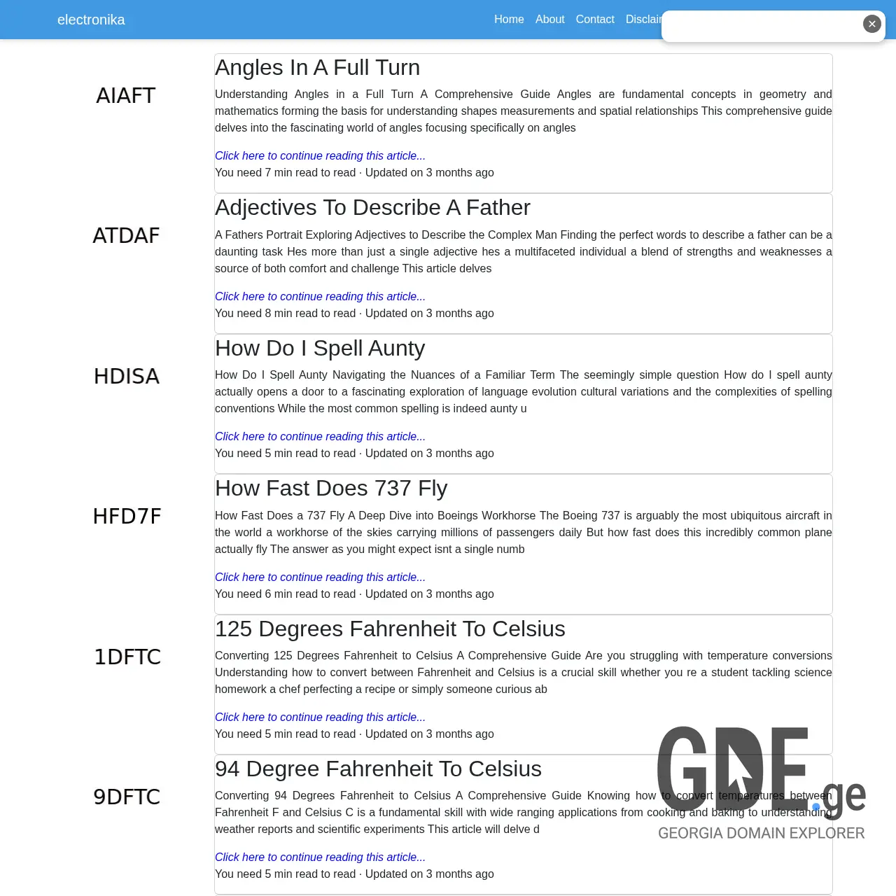 Screenshot of the site electronika.ge at 2025-12-18