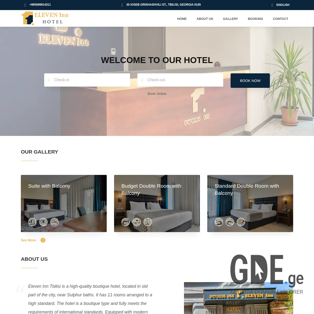 Screenshot of the site eleveninn.ge at 2025-12-07