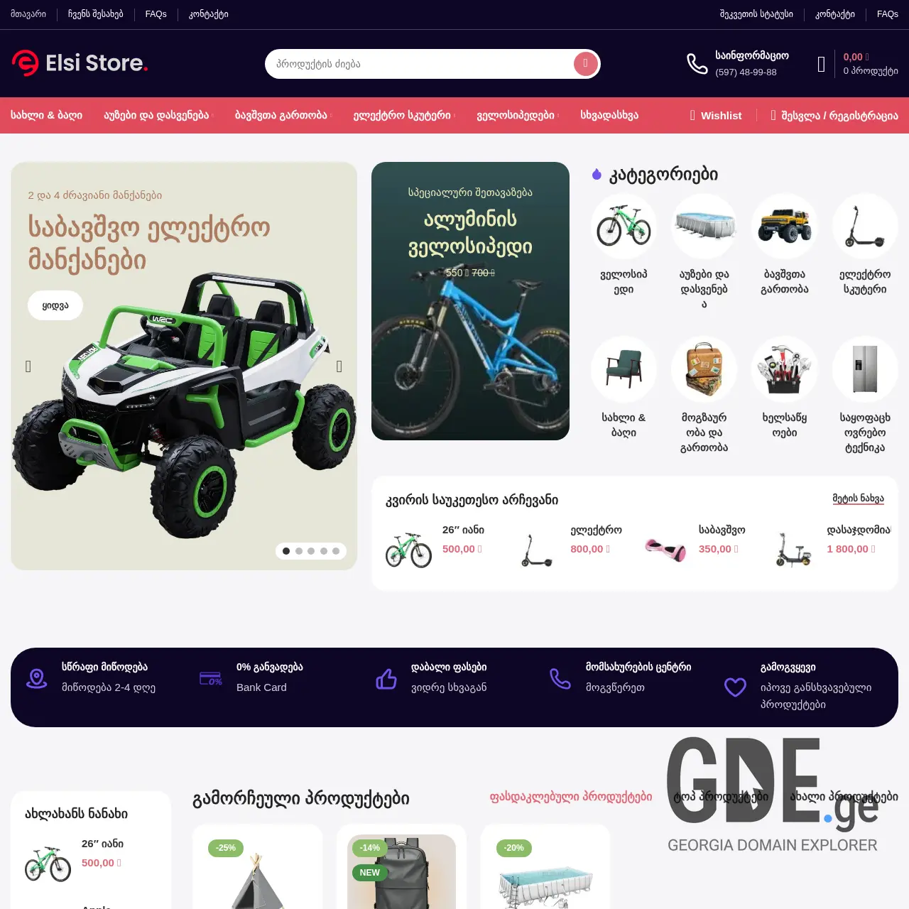 Screenshot of the site elsi.ge at 2025-12-07