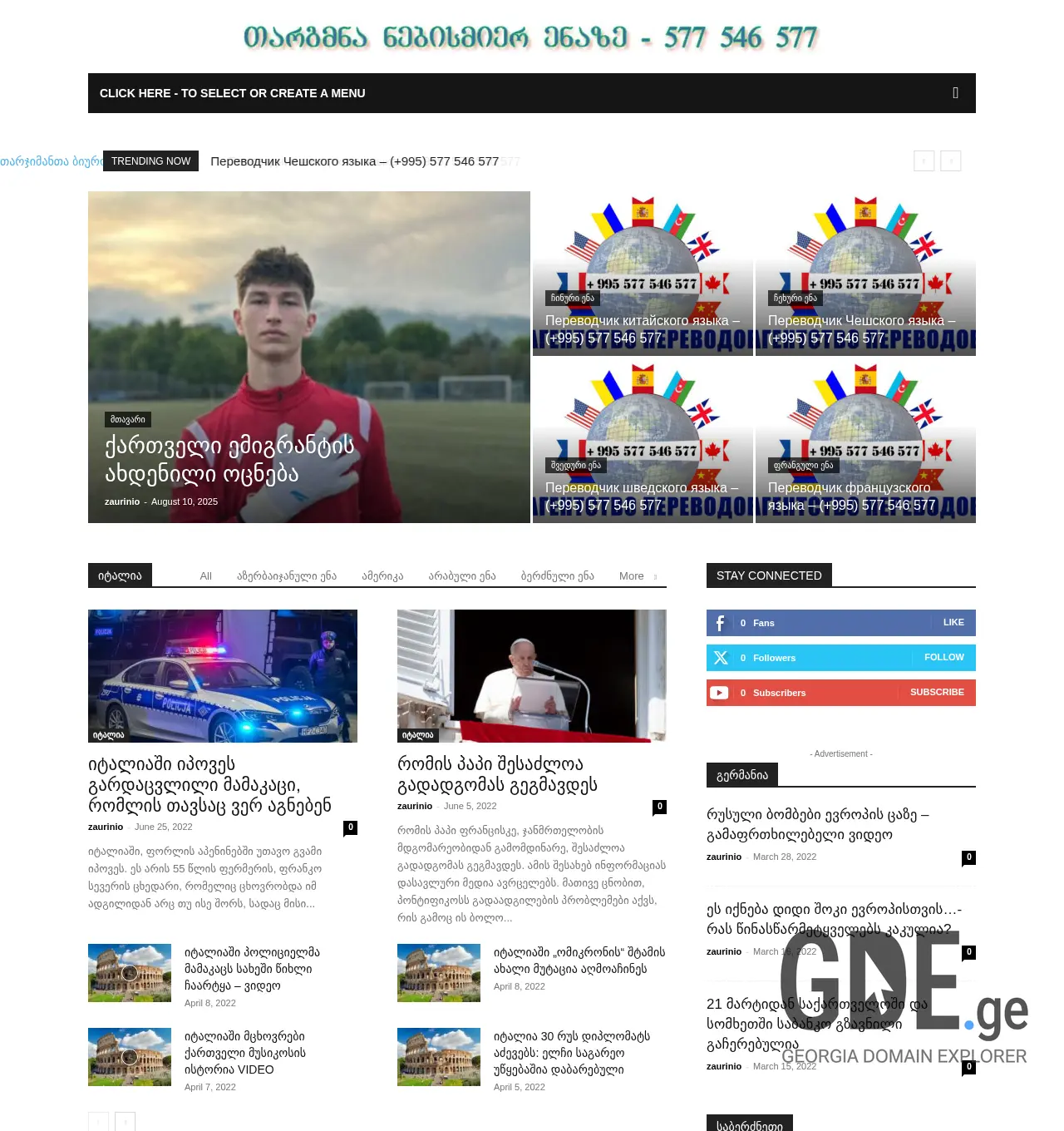 Screenshot of the site emigrantebi.ge at 2025-11-29