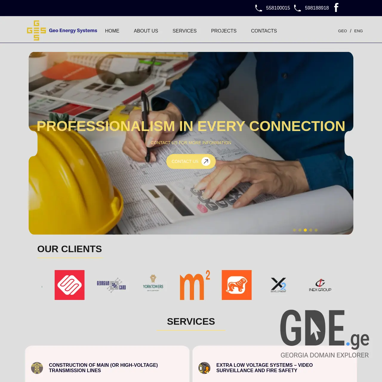 Screenshot of the site energysystems.ge at 2025-12-07