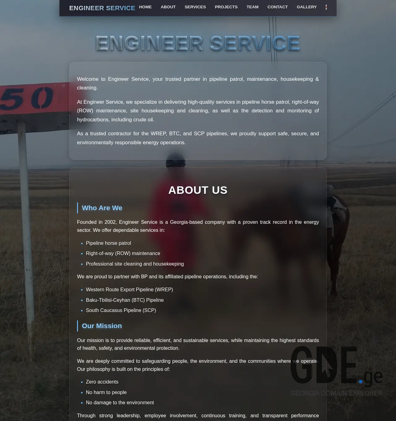 Screenshot of the site engineerservice.ge at 2025-12-06