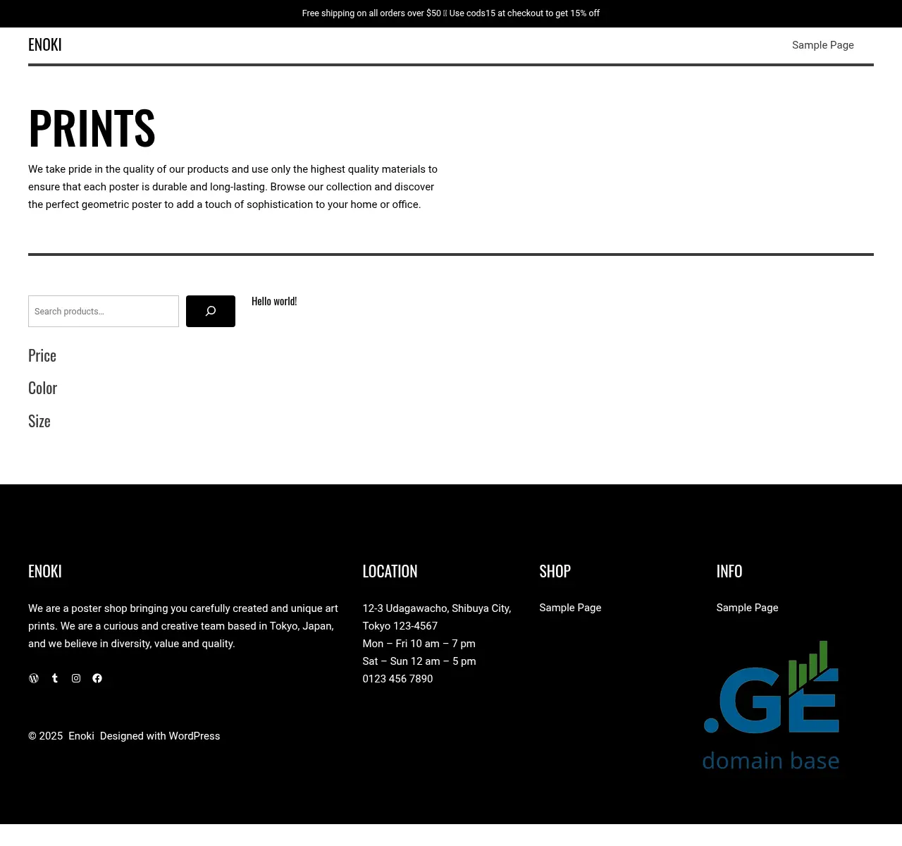 Screenshot of the site enoki.ge at 2025-11-21