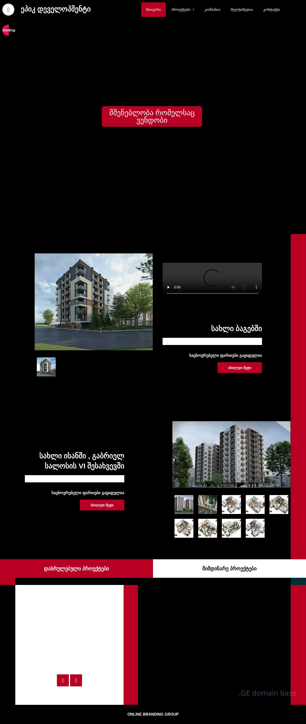 Screenshot of the site epicdevelopment.ge
