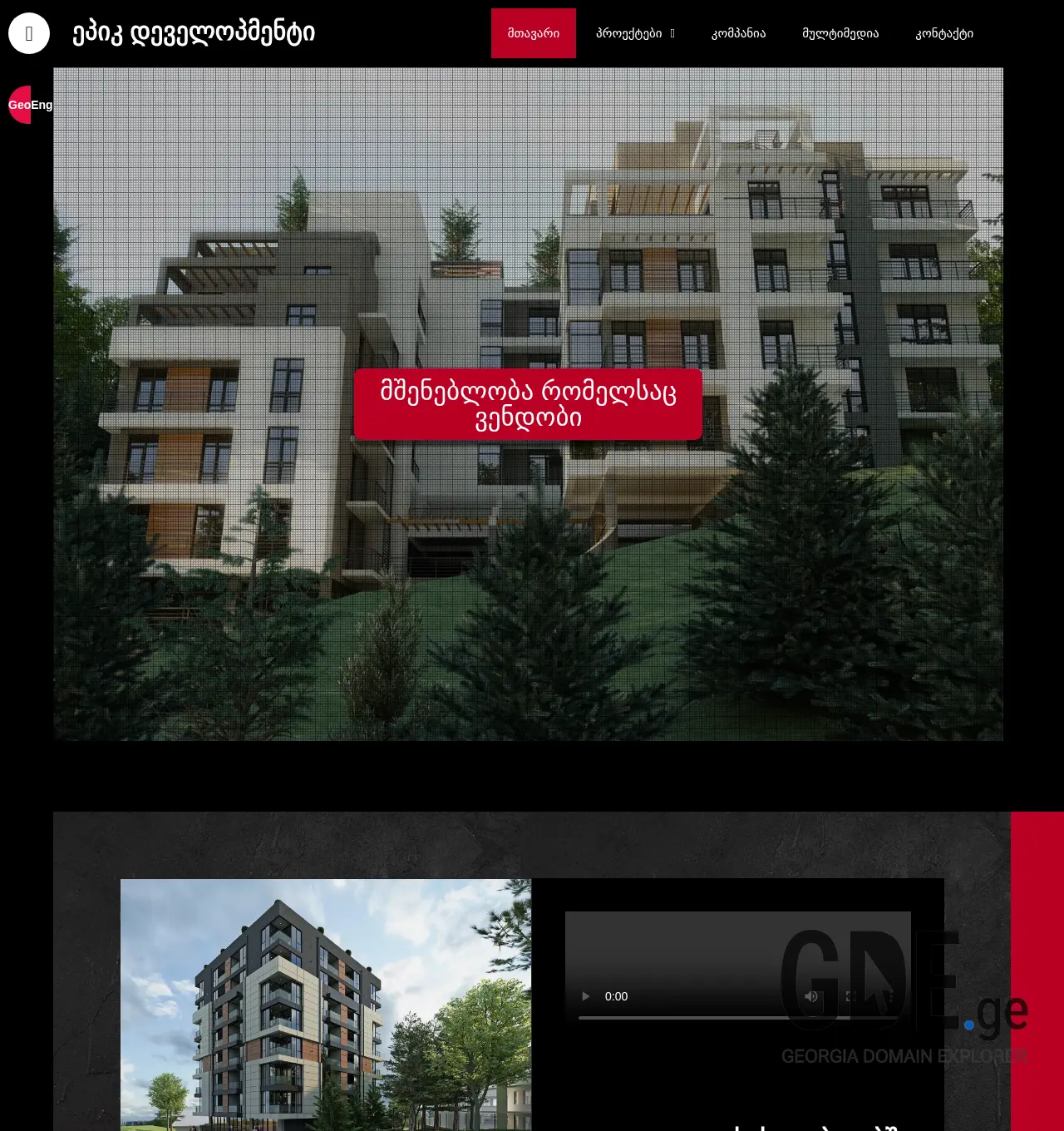 Screenshot of the site epicdevelopment.ge at 2025-11-29