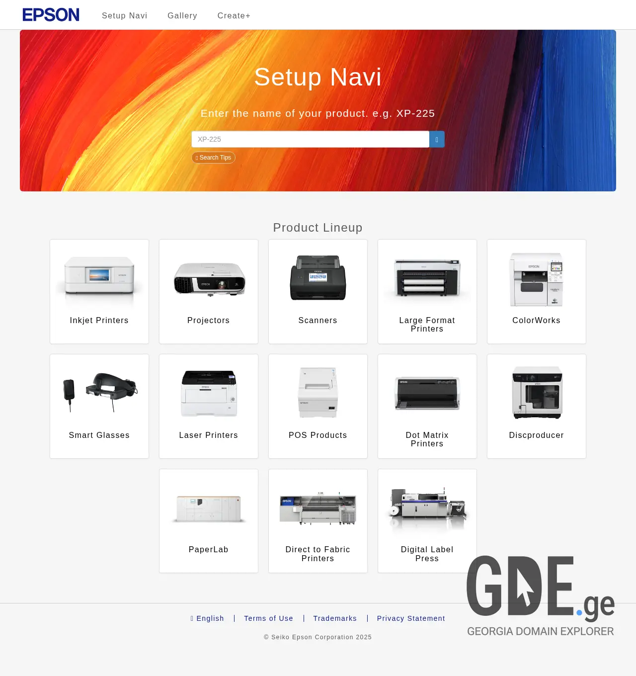 Screenshot of the site epson.ge at 2025-11-29