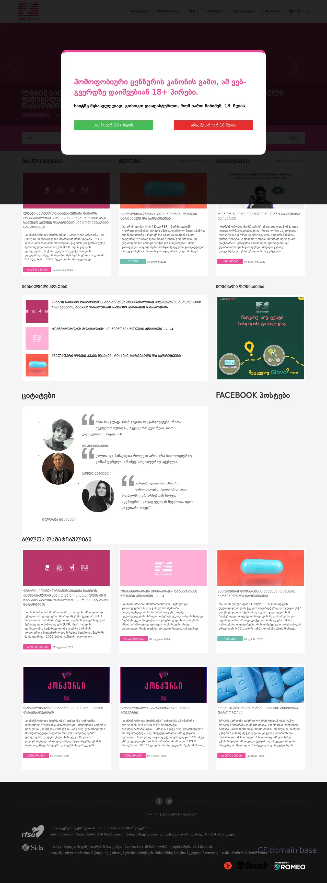Screenshot of the site equality.ge