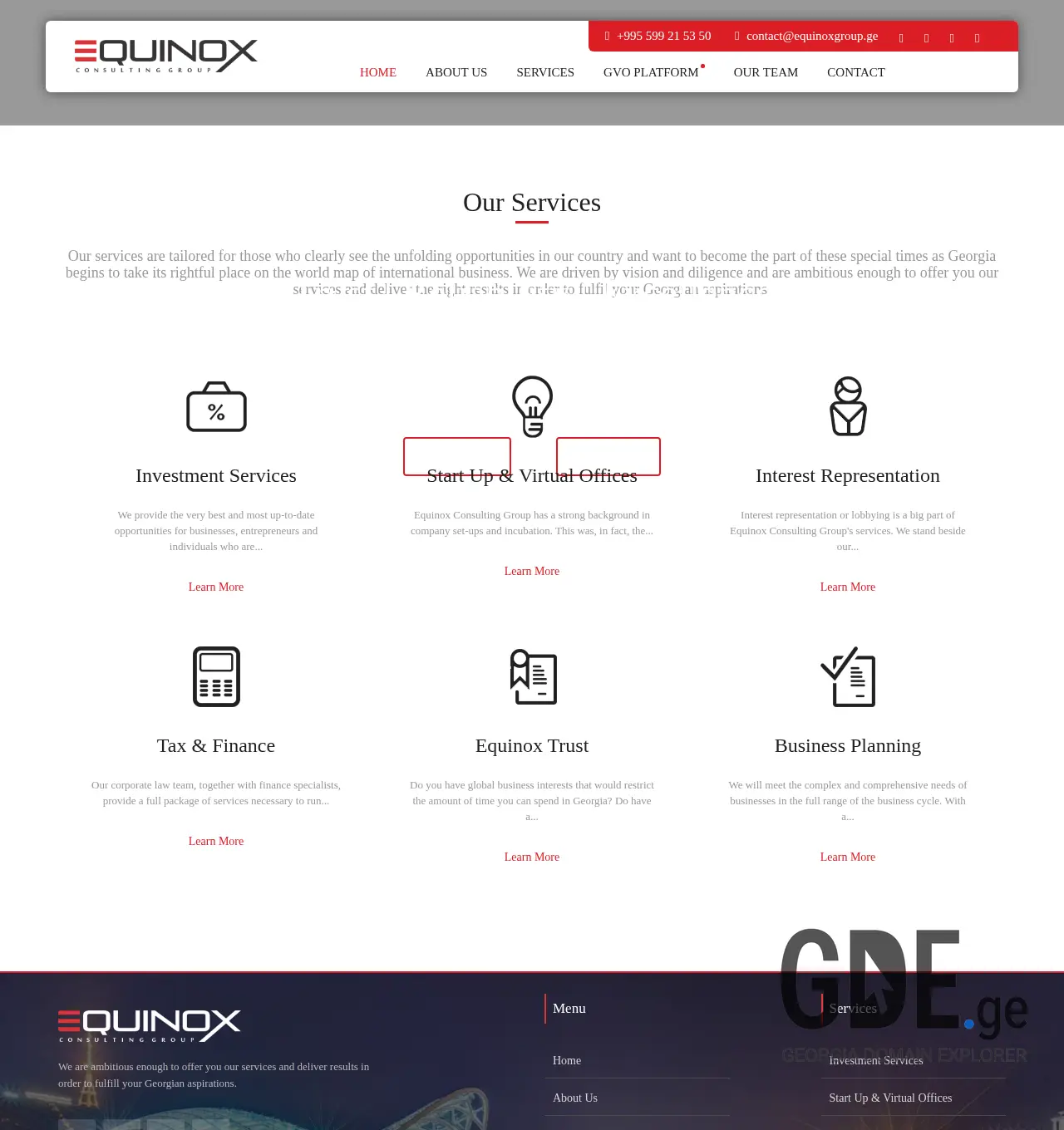 Screenshot of the site equinoxgroup.ge at 2025-11-29