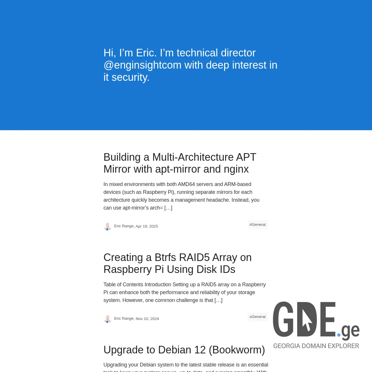 Screenshot of the site ericran.ge at 2026-02-27